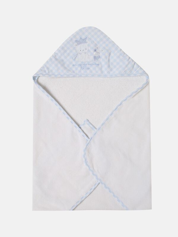 White and Blue Hooded Bath Towel image number 2